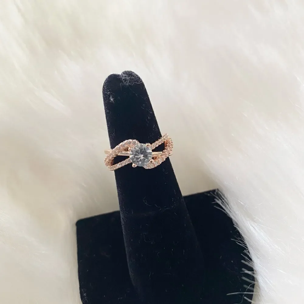 Ring 18K Rose Gold Diamond 5 7 - Picture 11 of 15